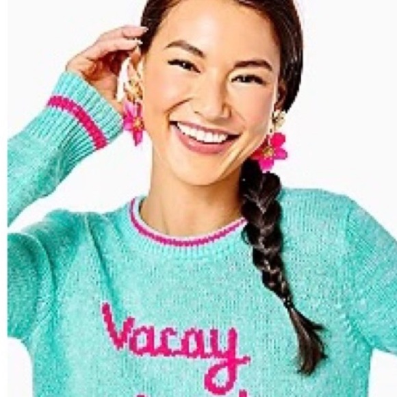 NWT Lilly Pulitzer Rollins Sweater Surf Blue Vacay Ready Intarsia SZ XL $138 - Picture 3 of 9